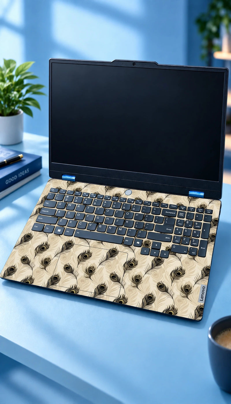 Laptop peacock feather skin